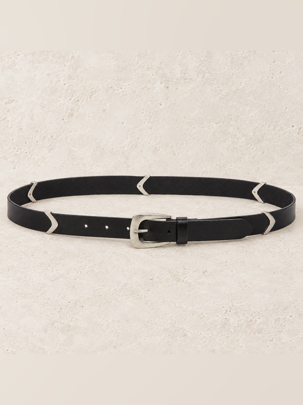 AllSaints Arrow Ornament Black Leather Belt Women’s Medium New